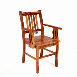 Luxury Solid Wood Armchair | Handcrafted Premium Wooden Chair with Armrests